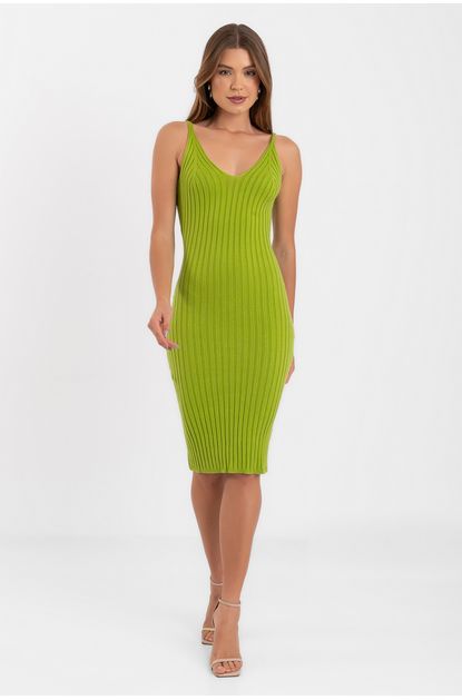 Vestido midi alca fina verde -3-